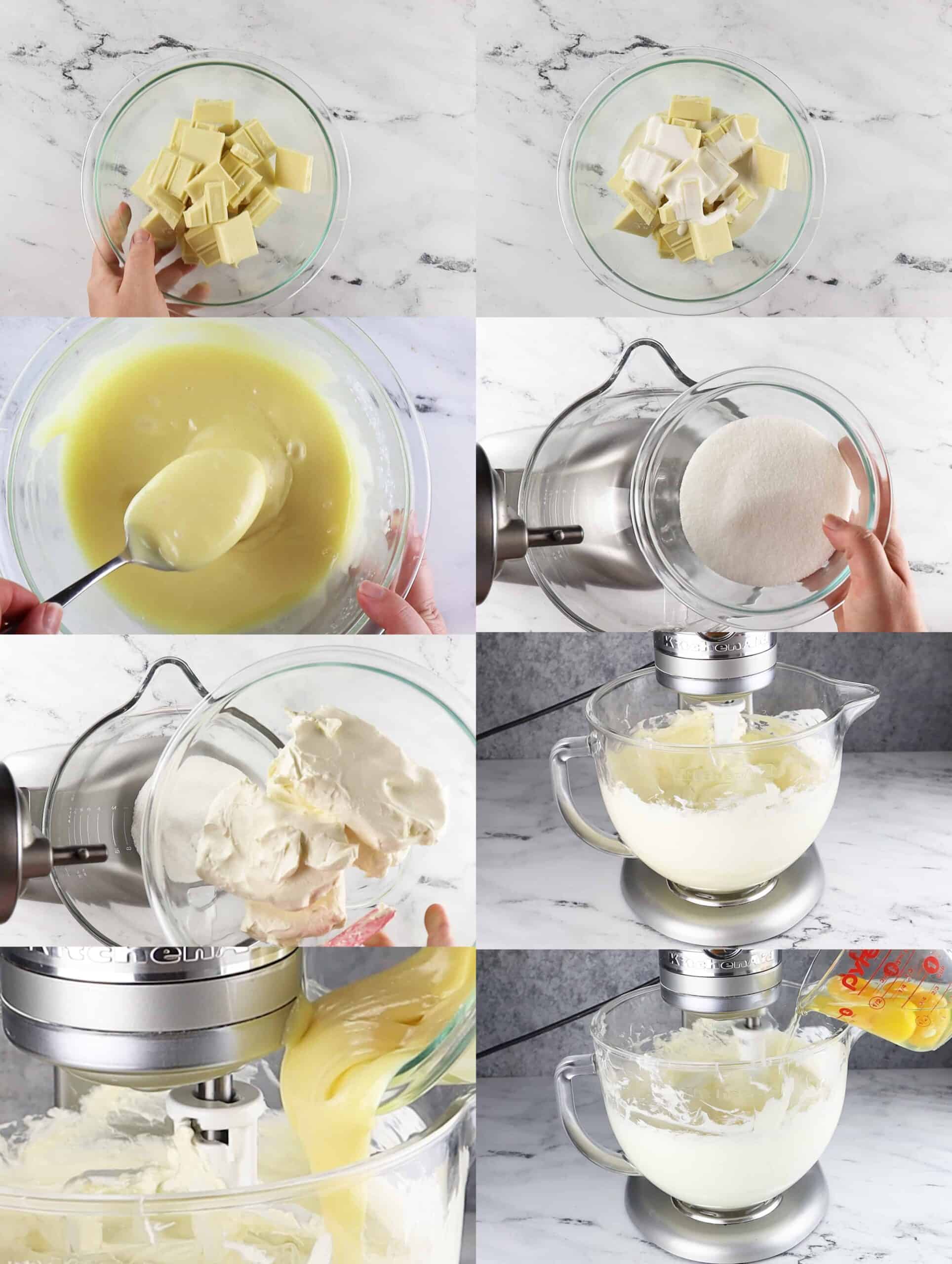 Cheesecake batter process shots