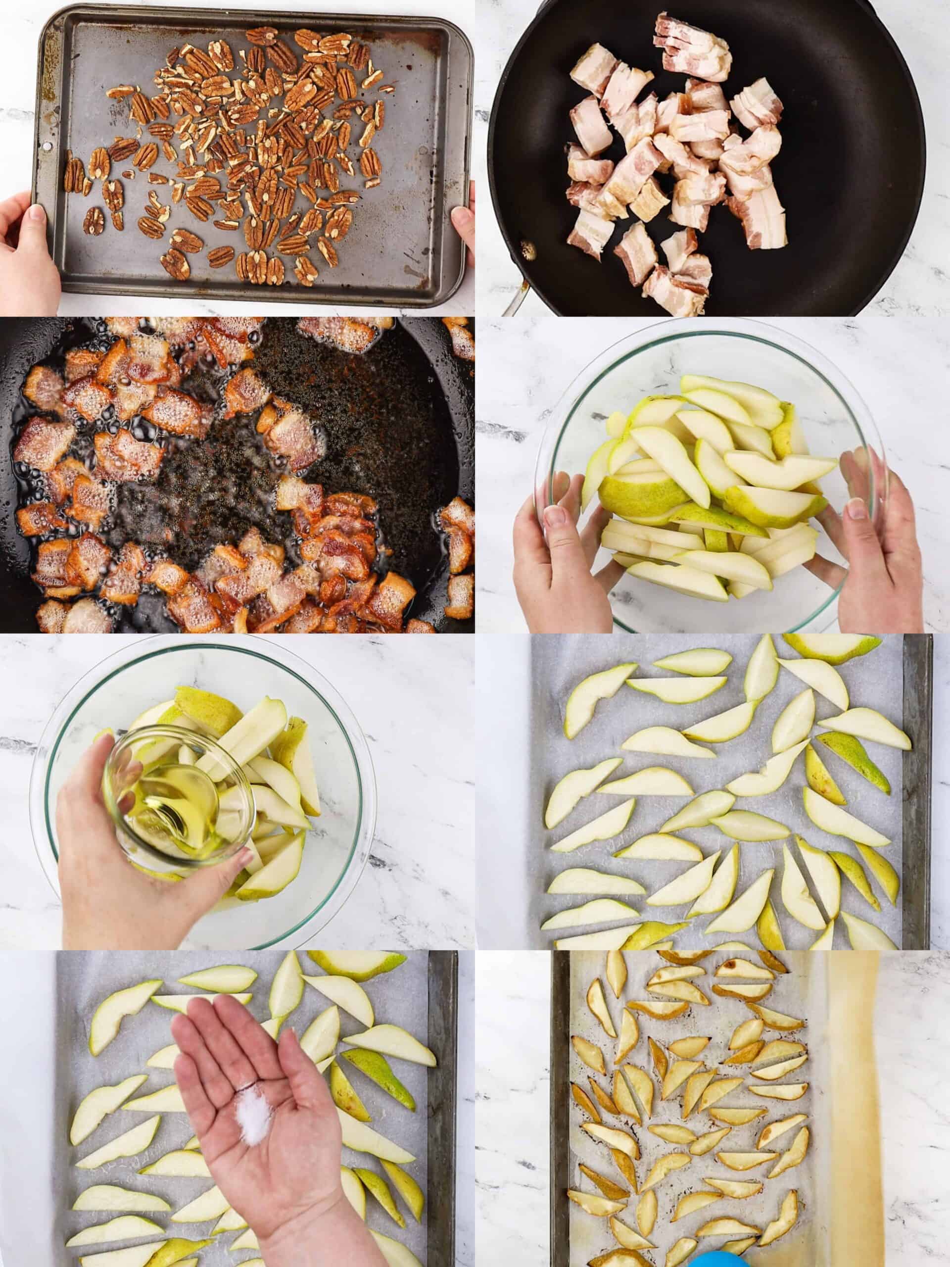 Process shots of how to make the salad
