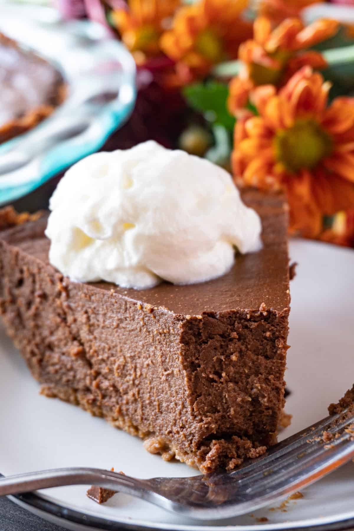 chocolate pumpkin pie with a bite take out