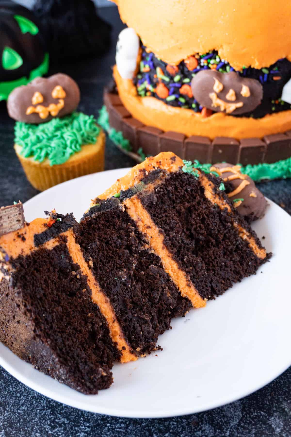 slice of halloween cake