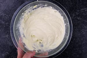 cream cheese filling mixed in bowl