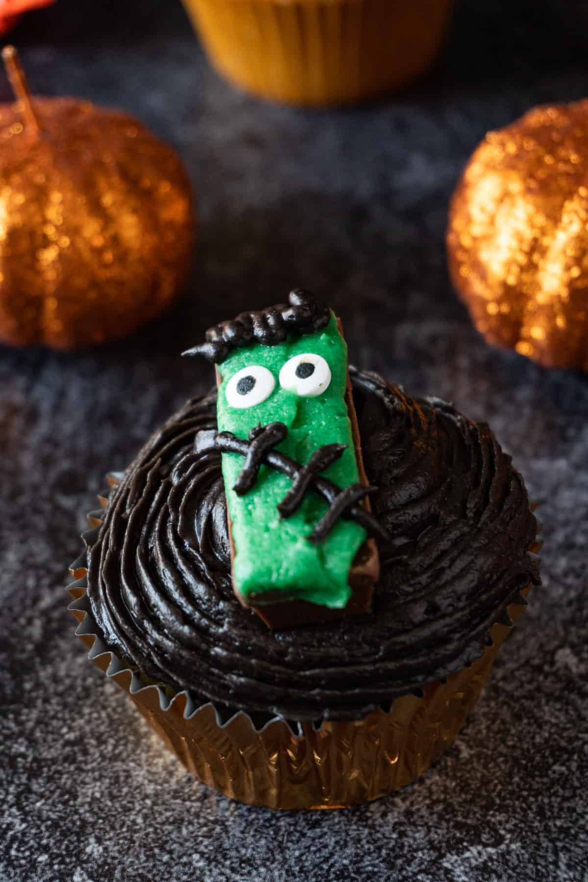 frankenstein cupcake close up