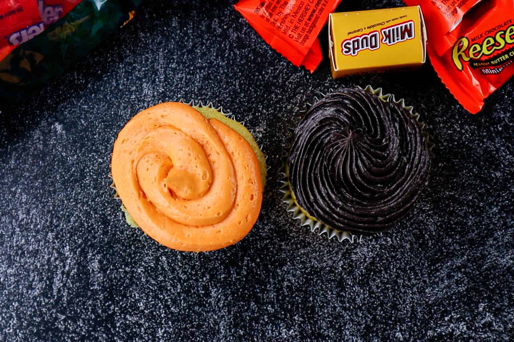 orange and black cupcake frosting