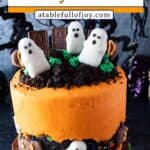 halloween graveyard cake pin