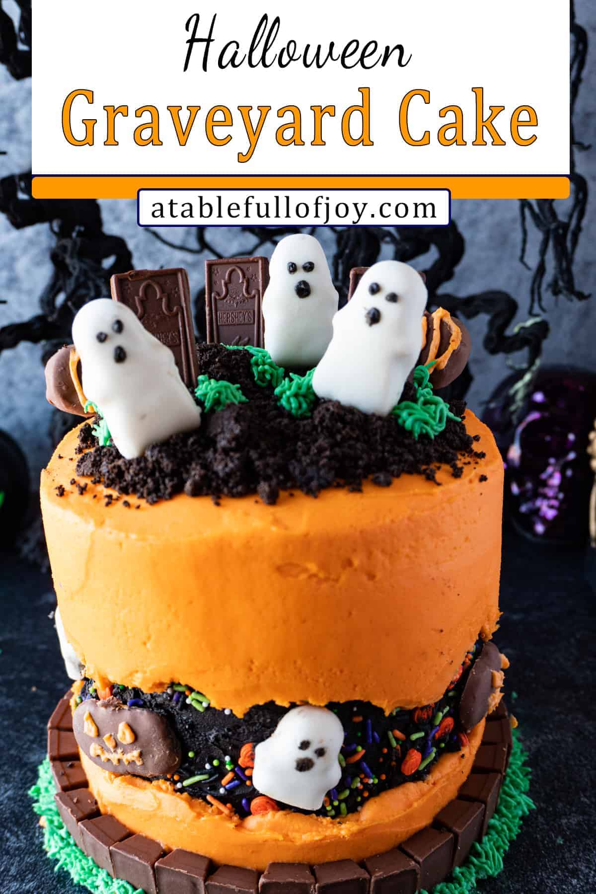 halloween graveyard cake pin