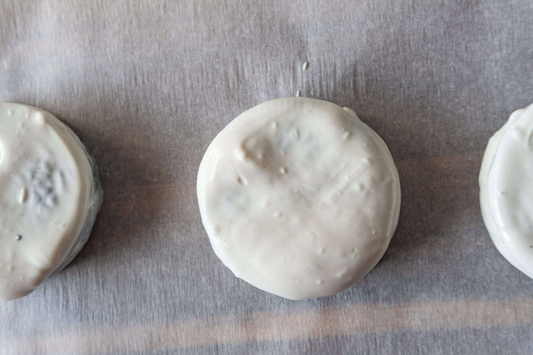 Oreo dipped in white candy melts.