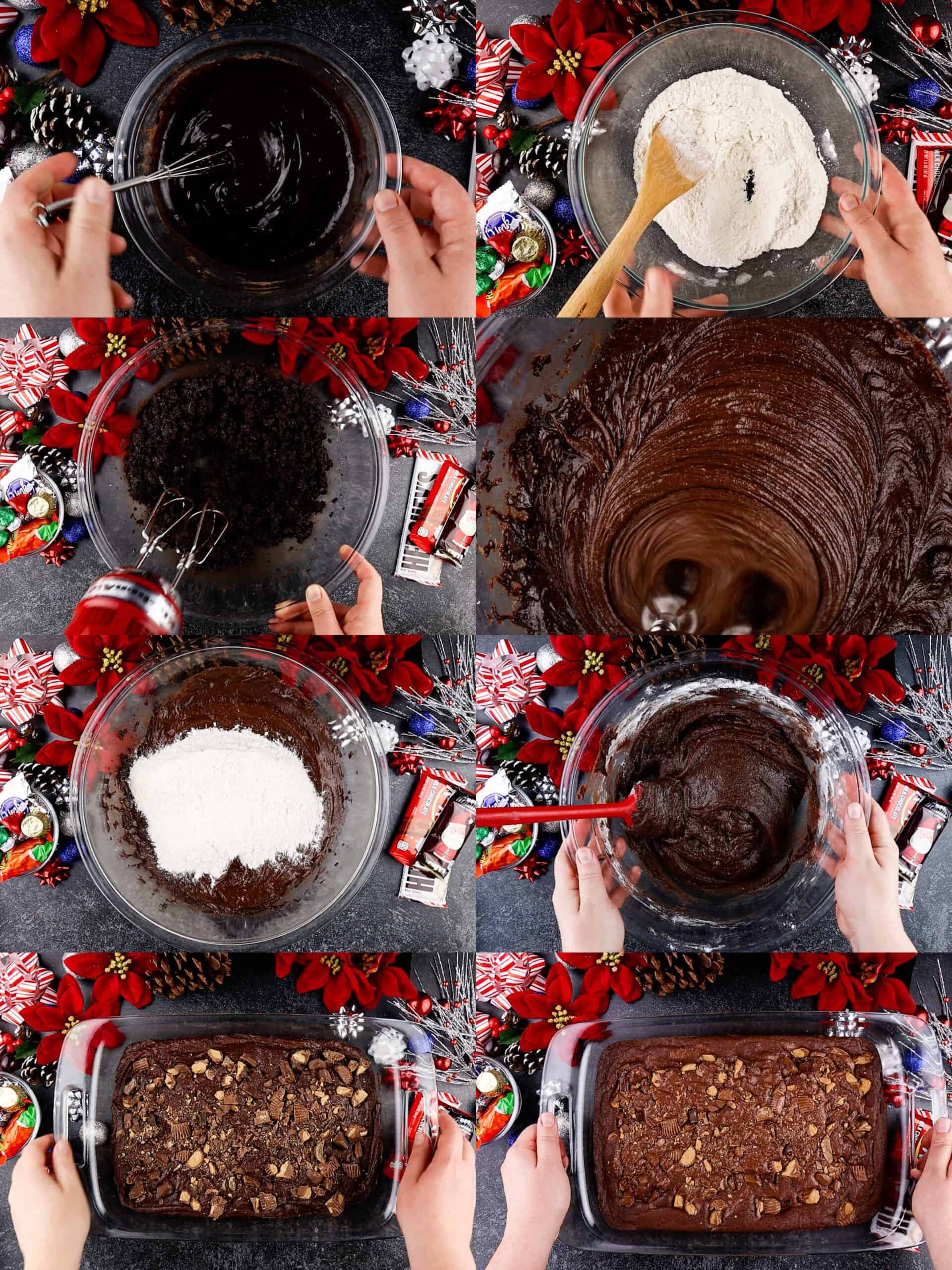 making the brownies process shots