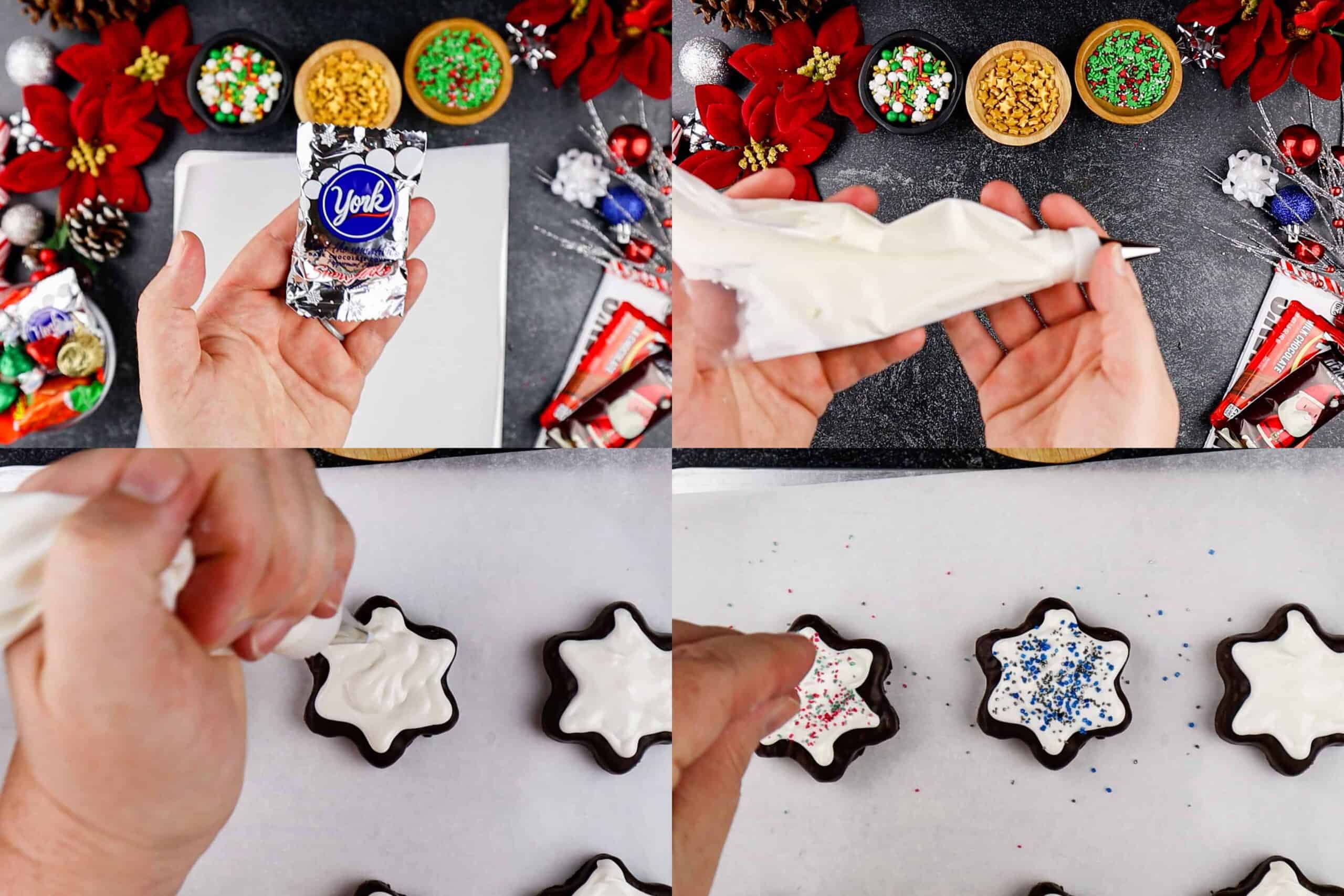 decorating the snowflakes process shots