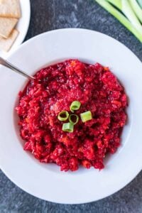 Cranberry Relish in bowl top down view