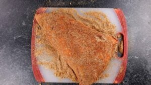 Tri tip covered in dry rub