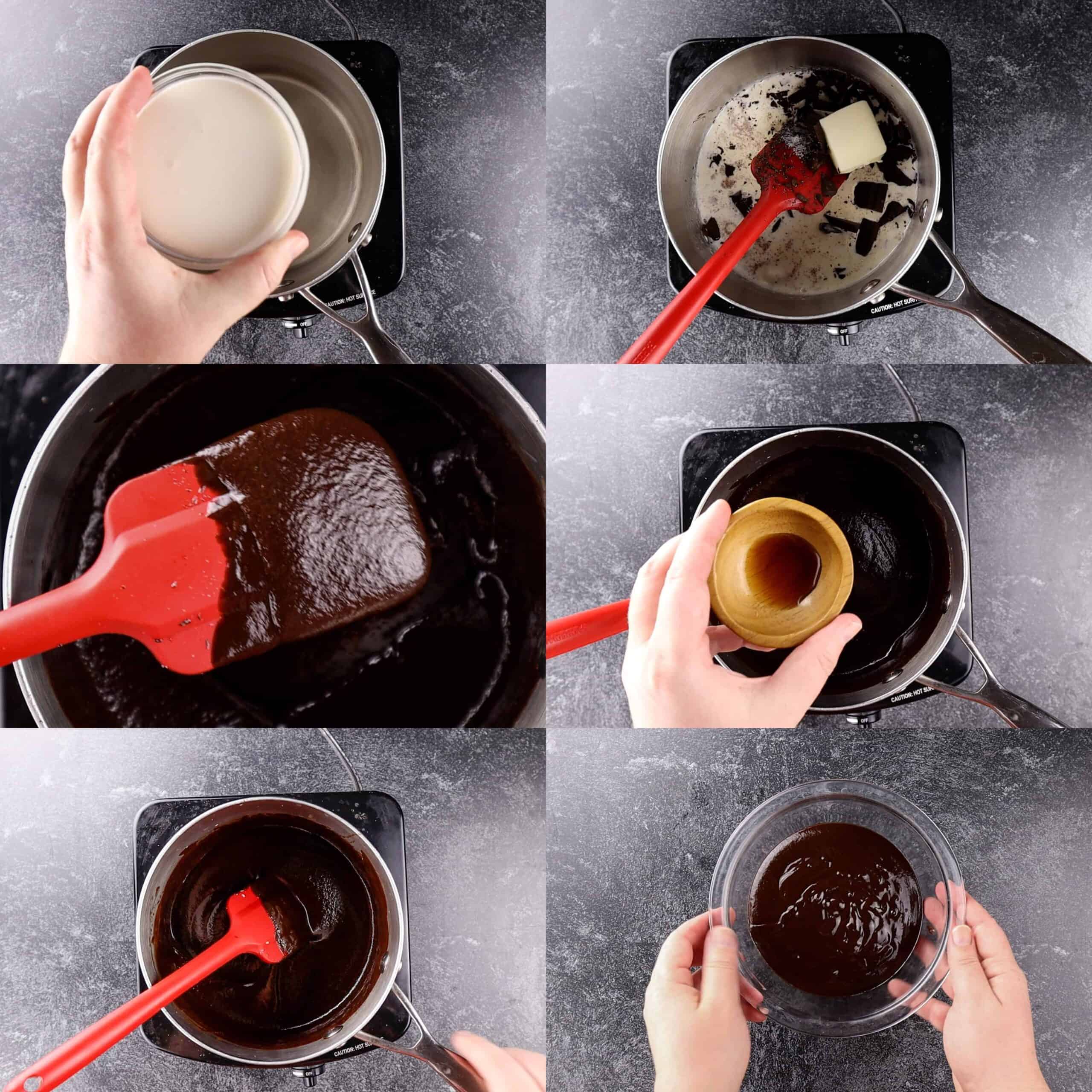 making the truffle frosting process shots
