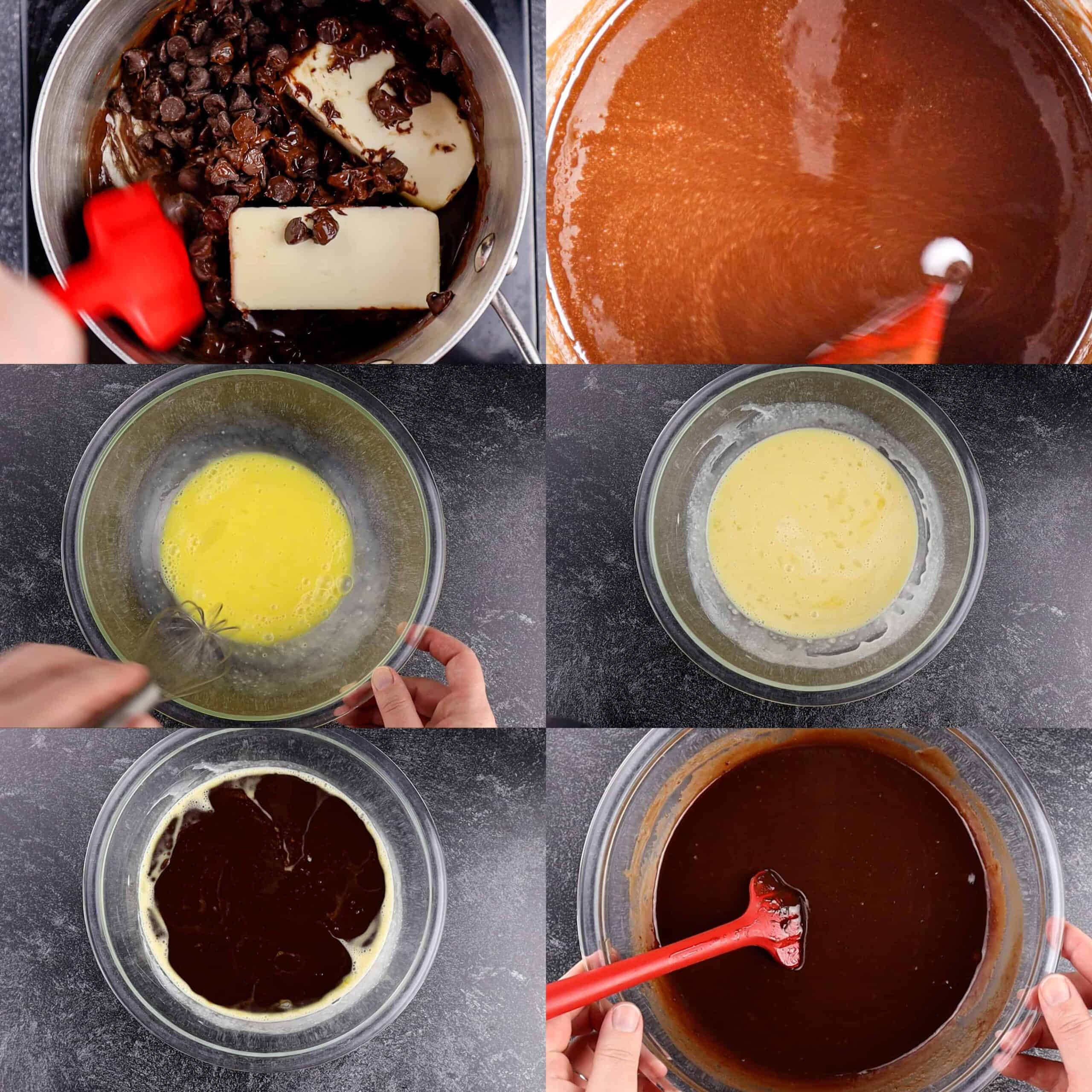 process shots on making the truffle cake batter