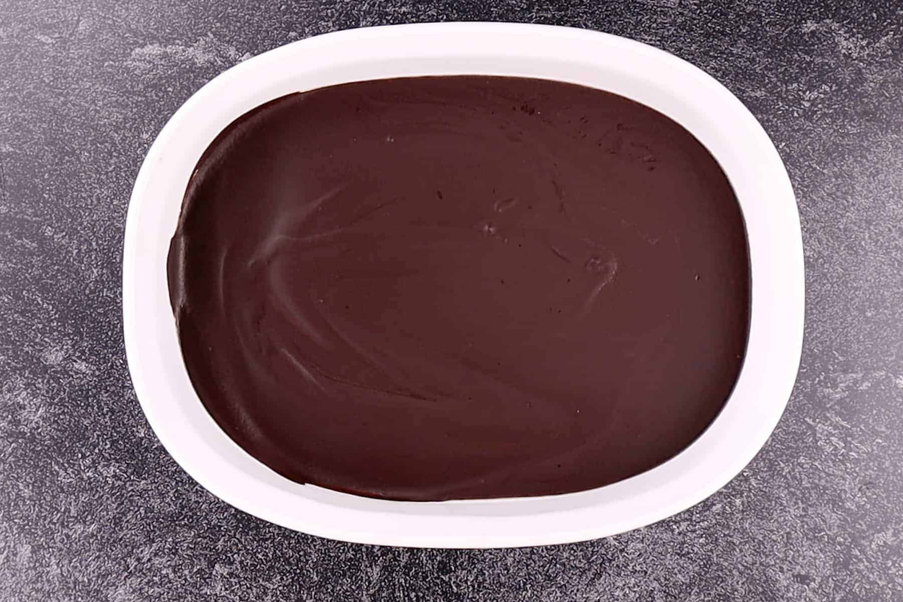 set truffle mixture in oval white bowl.