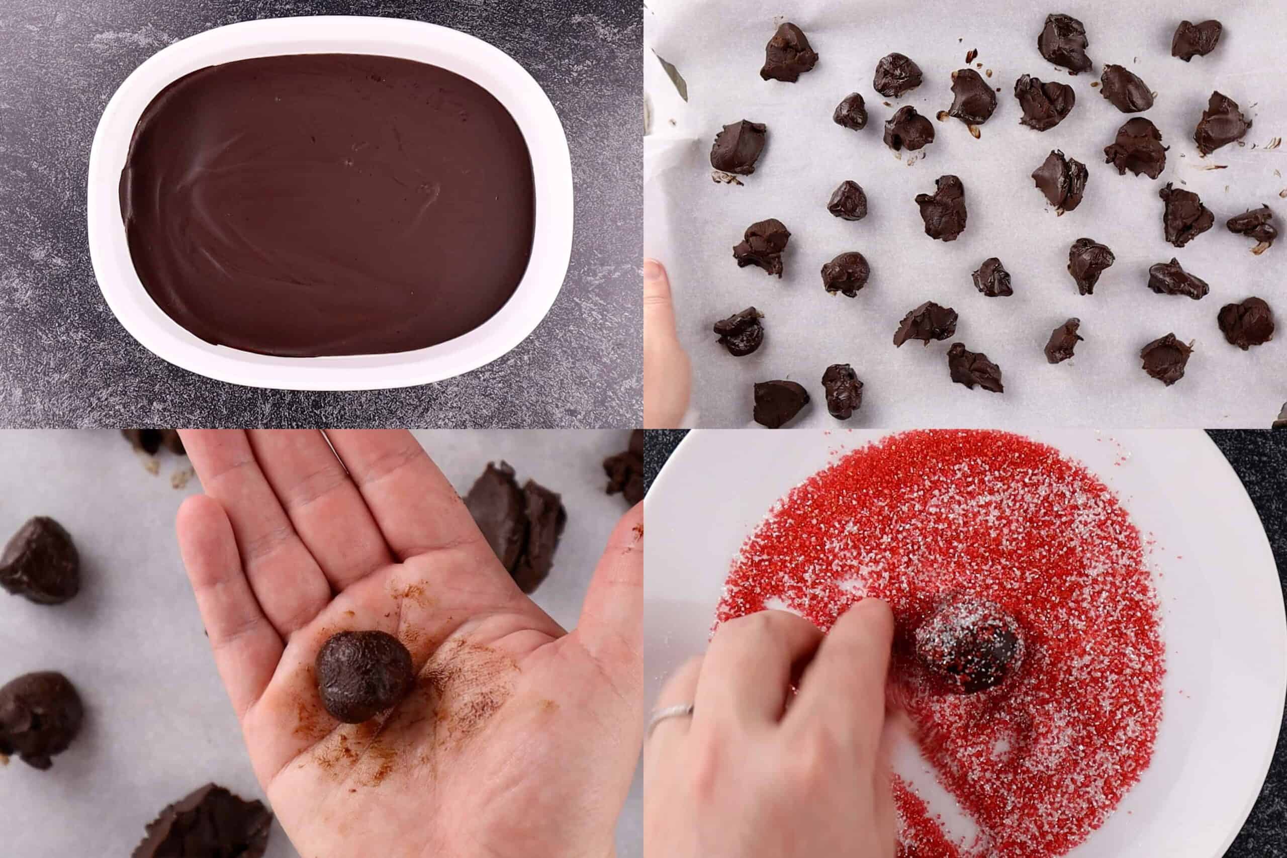 chocolate truffles proccess shot - forming into balls