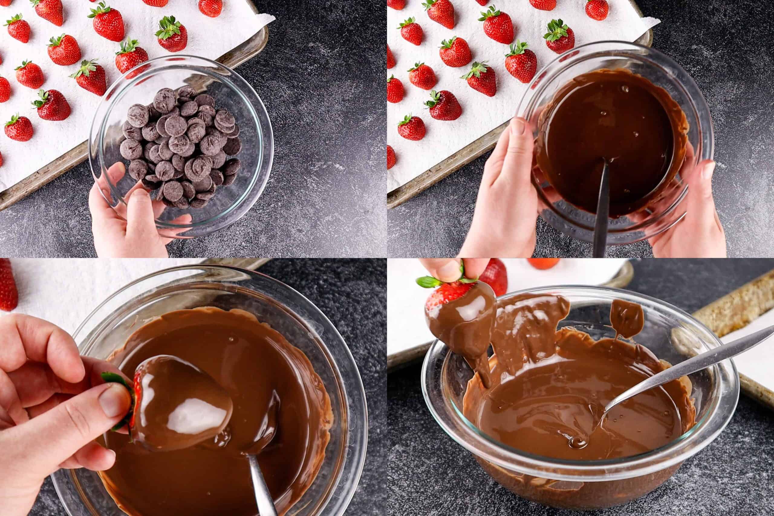 how to dip strawberries in chocolate process shots