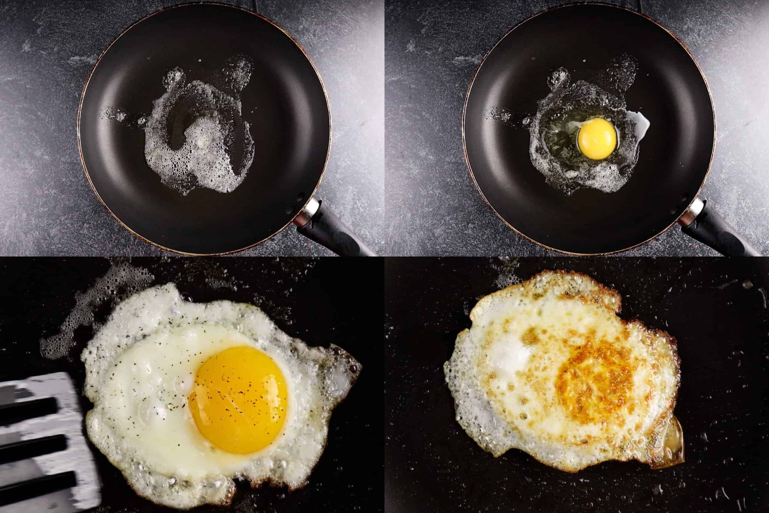 hot to fry an egg process shots