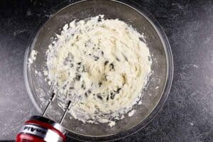 sugar butter and vanilla creamed in bowl