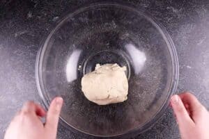 cookie dough in smooth ball bowl