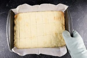 shortbread cookies cut in pan