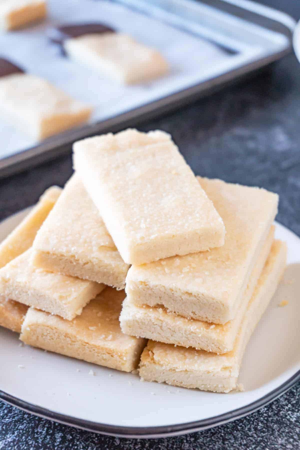 shortbread cookies stacked on plate