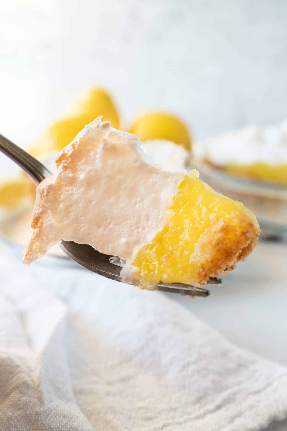 forkful lemon meringue pie