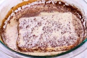 soaking bread in custard mixture