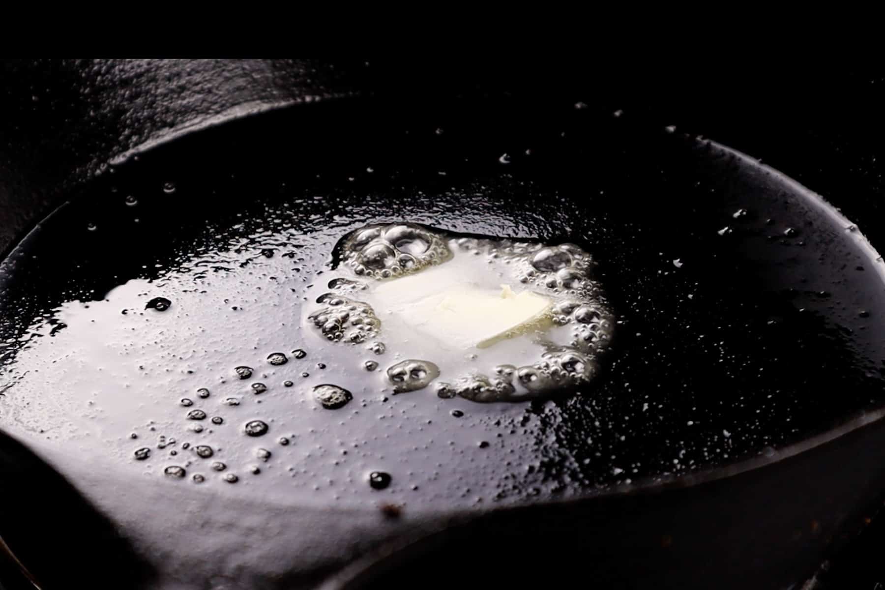 butter in frying pan melting