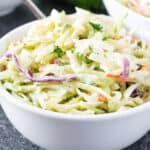 broccoli coleslaw in bowl featured image