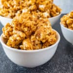caramel popcorn in a bowl featured image