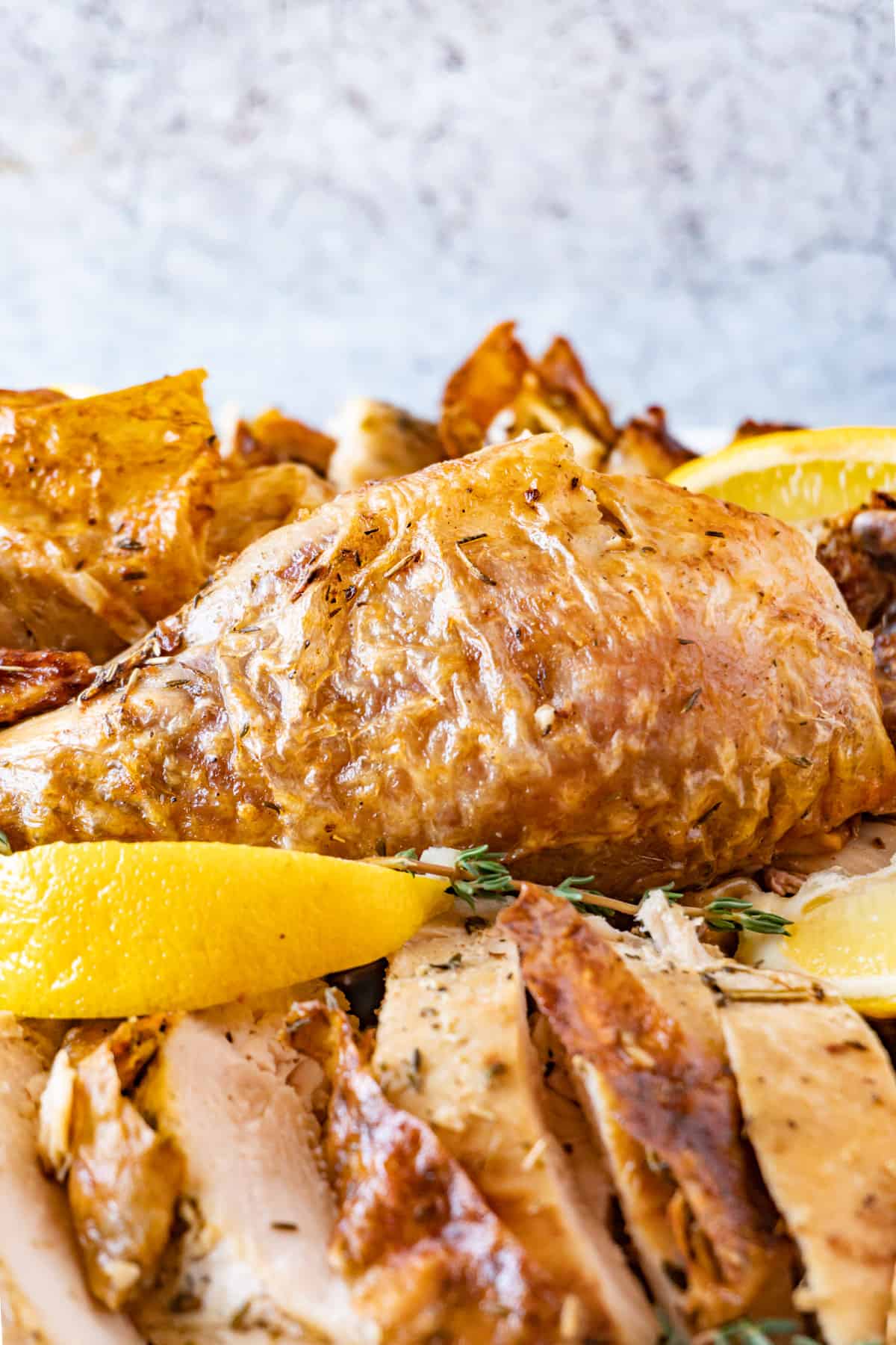 close up of drumstick on platter