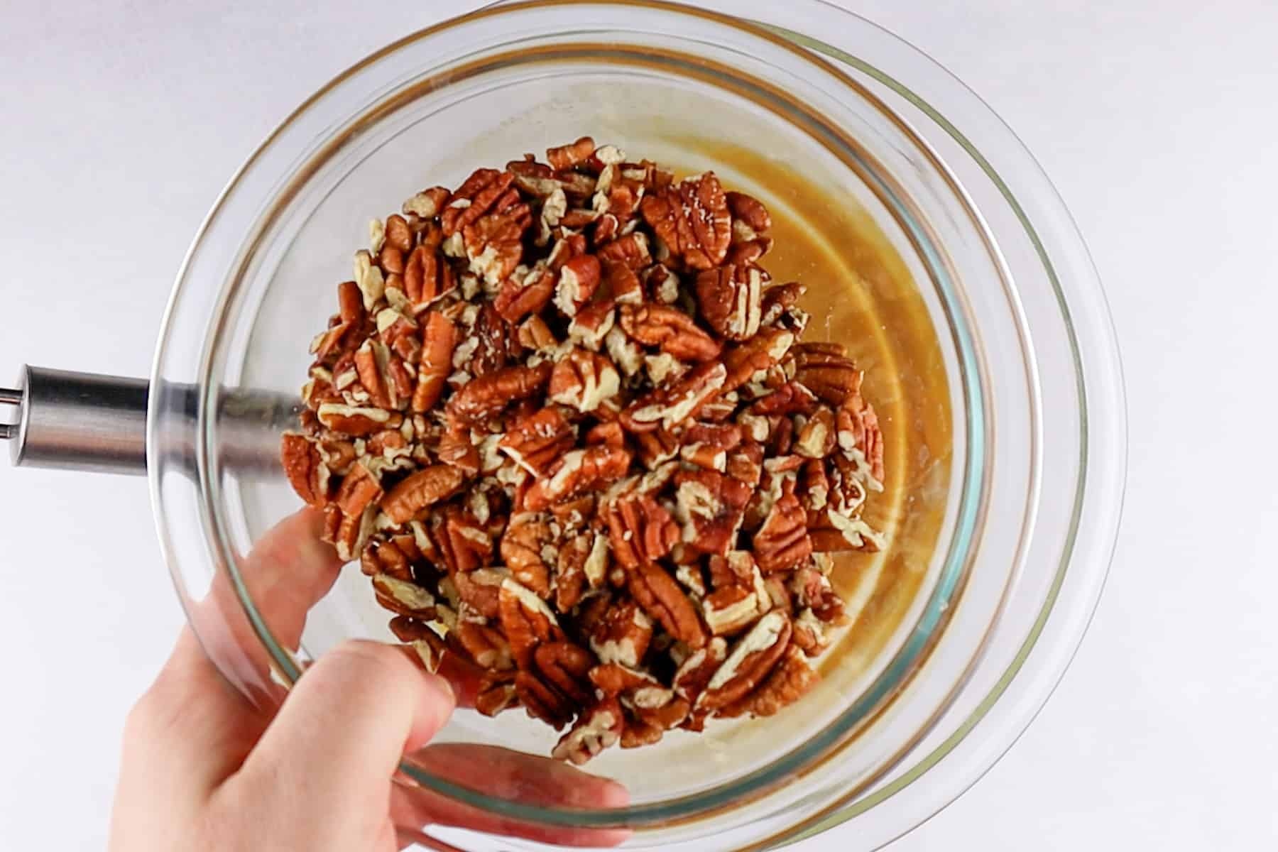 adding pecans to filling