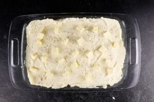 mashed potatoes dotted with butter