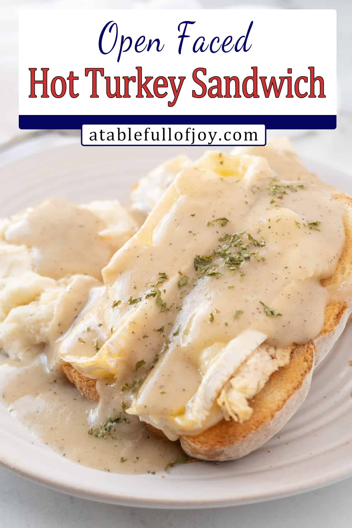 hot turkey sandwich with gravy pinterest pin