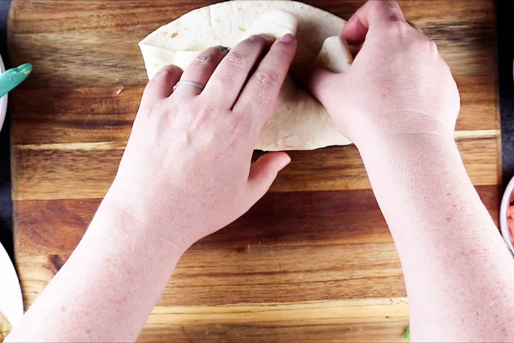 rolling a burrito