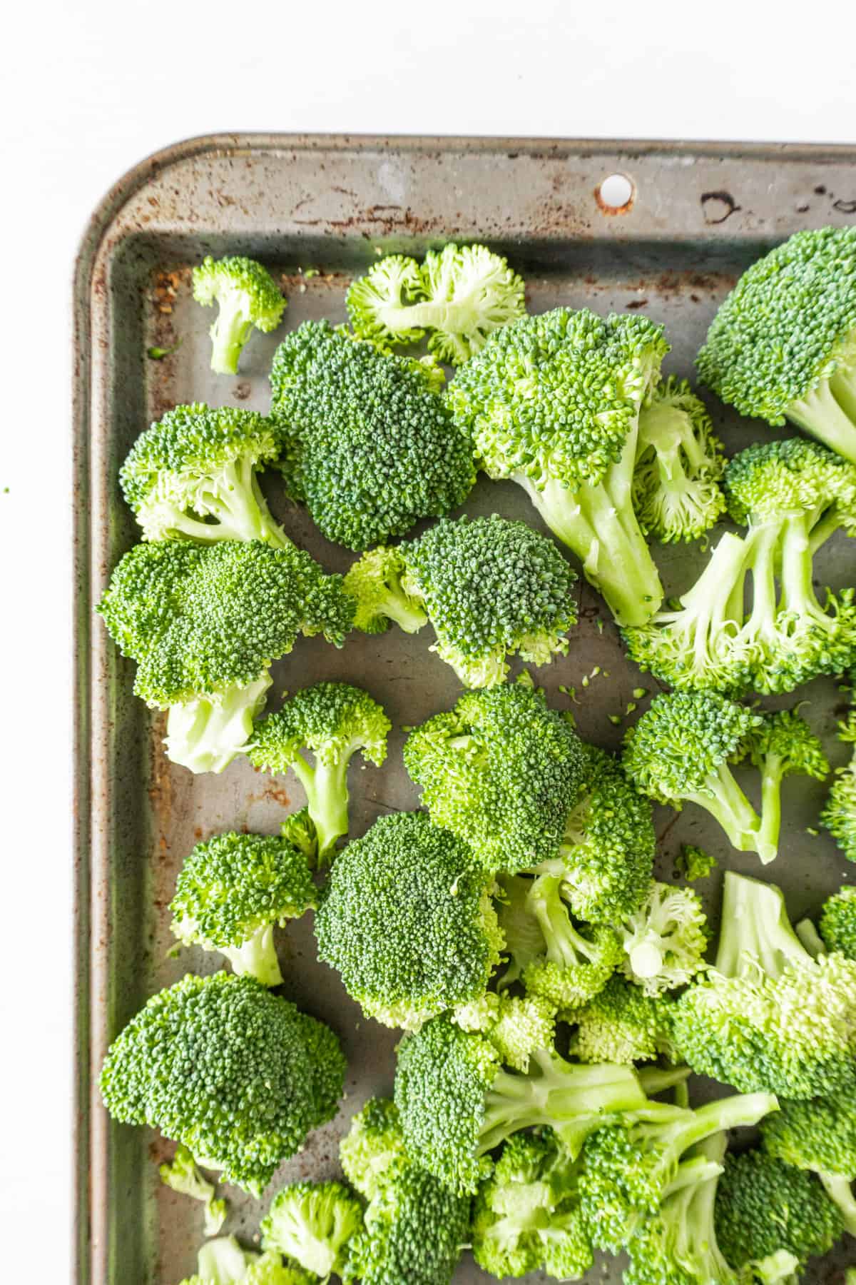 broccoli on baking sheet