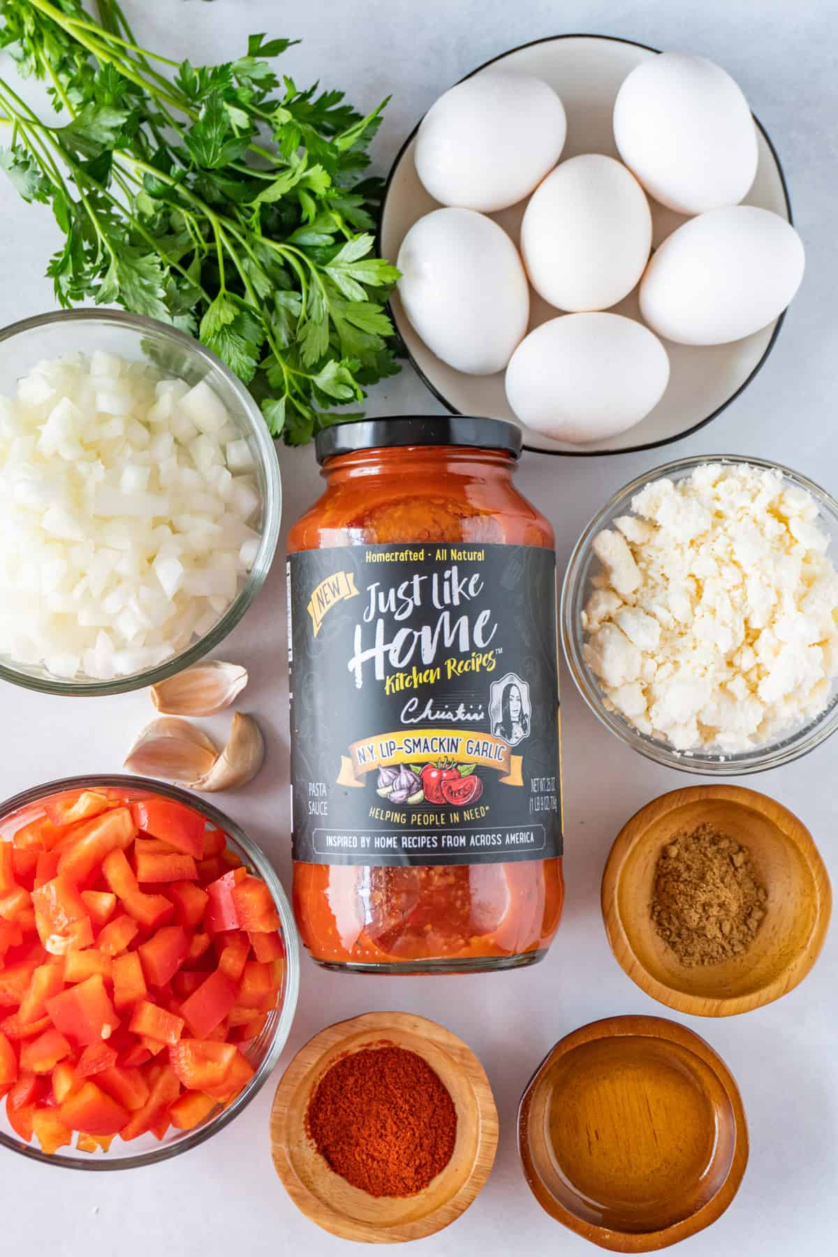 ingredients for shakshuka laid out