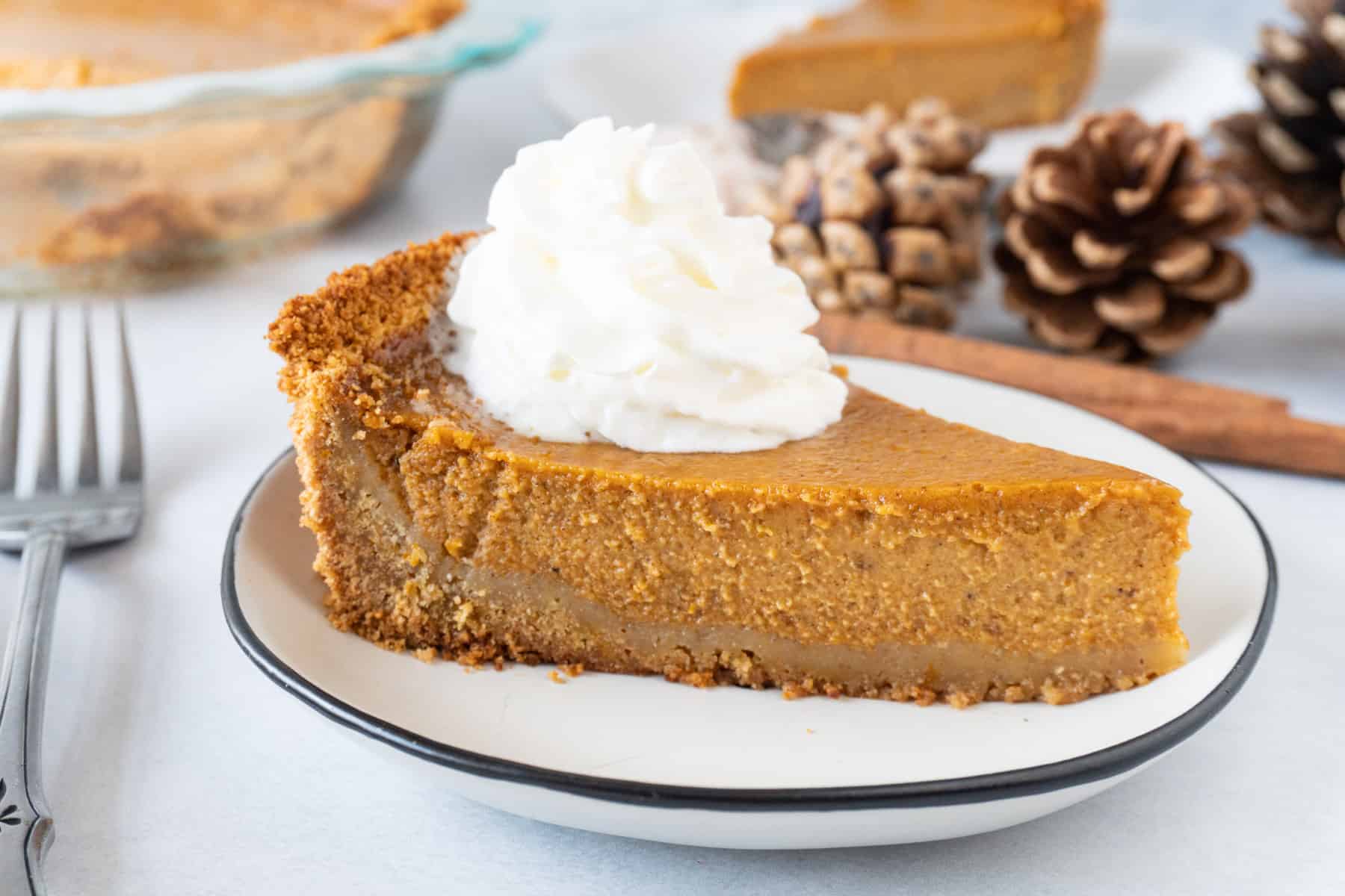 slice of pie with whipped cream on plate