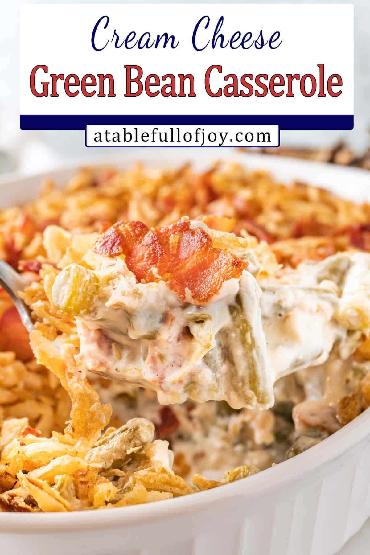 green bean casserole with cream cheese pinterest pin