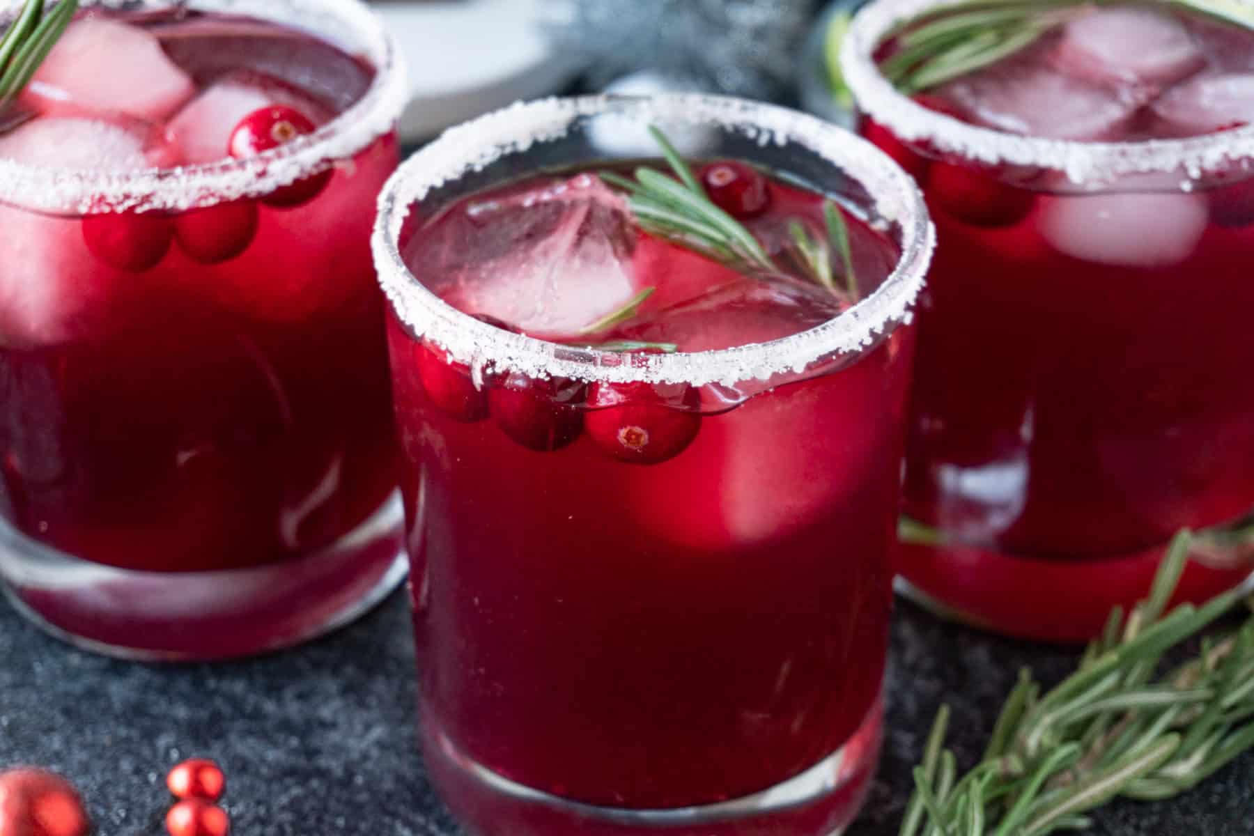 3 glasses of cranberry margarita