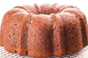 bundt kake freshly baked cooling on wire rack