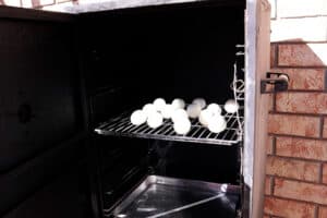 hardboiled eggs in smoker