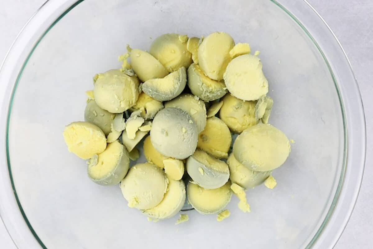 hard boiled egg yolks in bowl