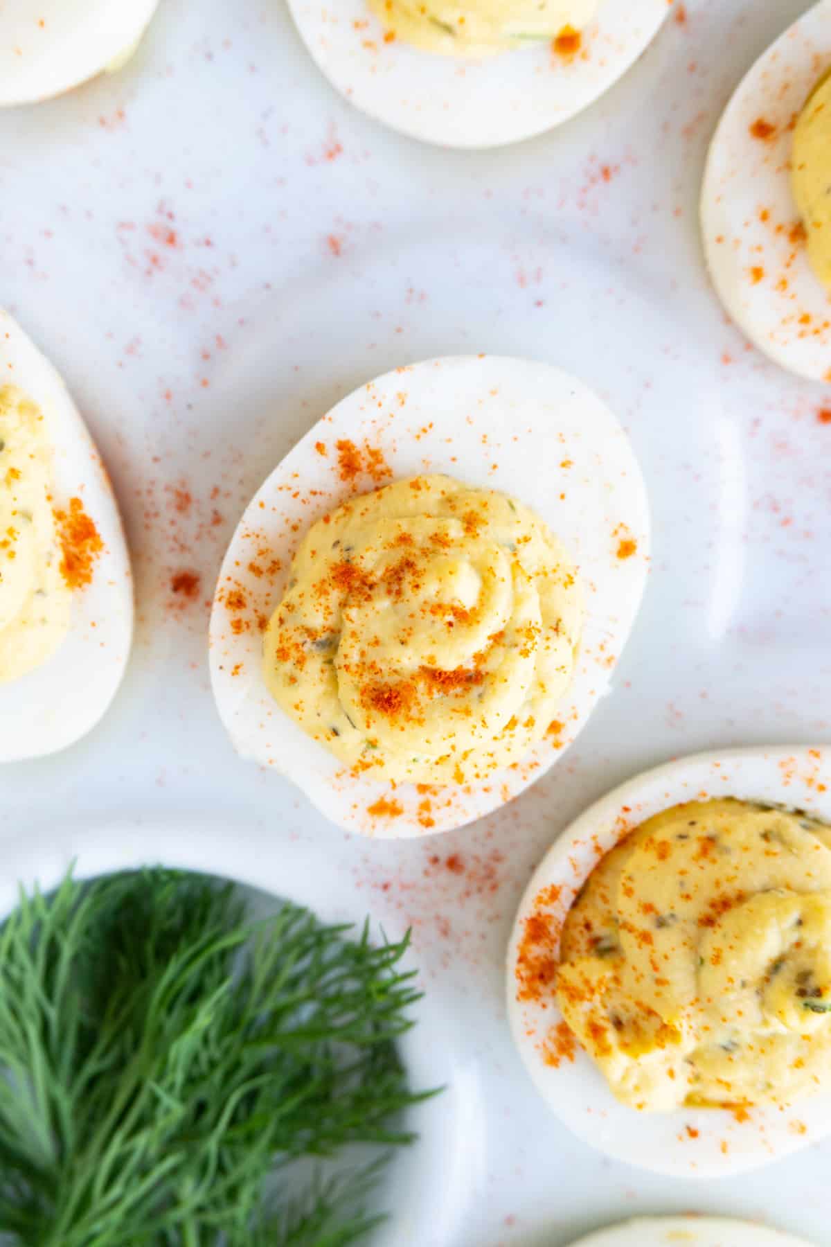 close up of Smoked Deviled Eggs