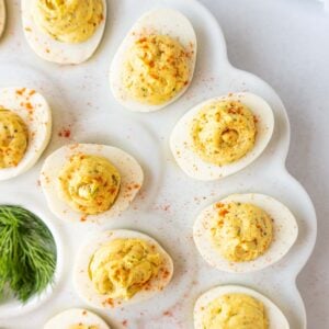 Smoked Deviled Eggs featured image eggs on platter