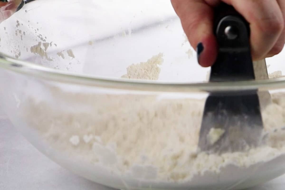 cutting butter into dough