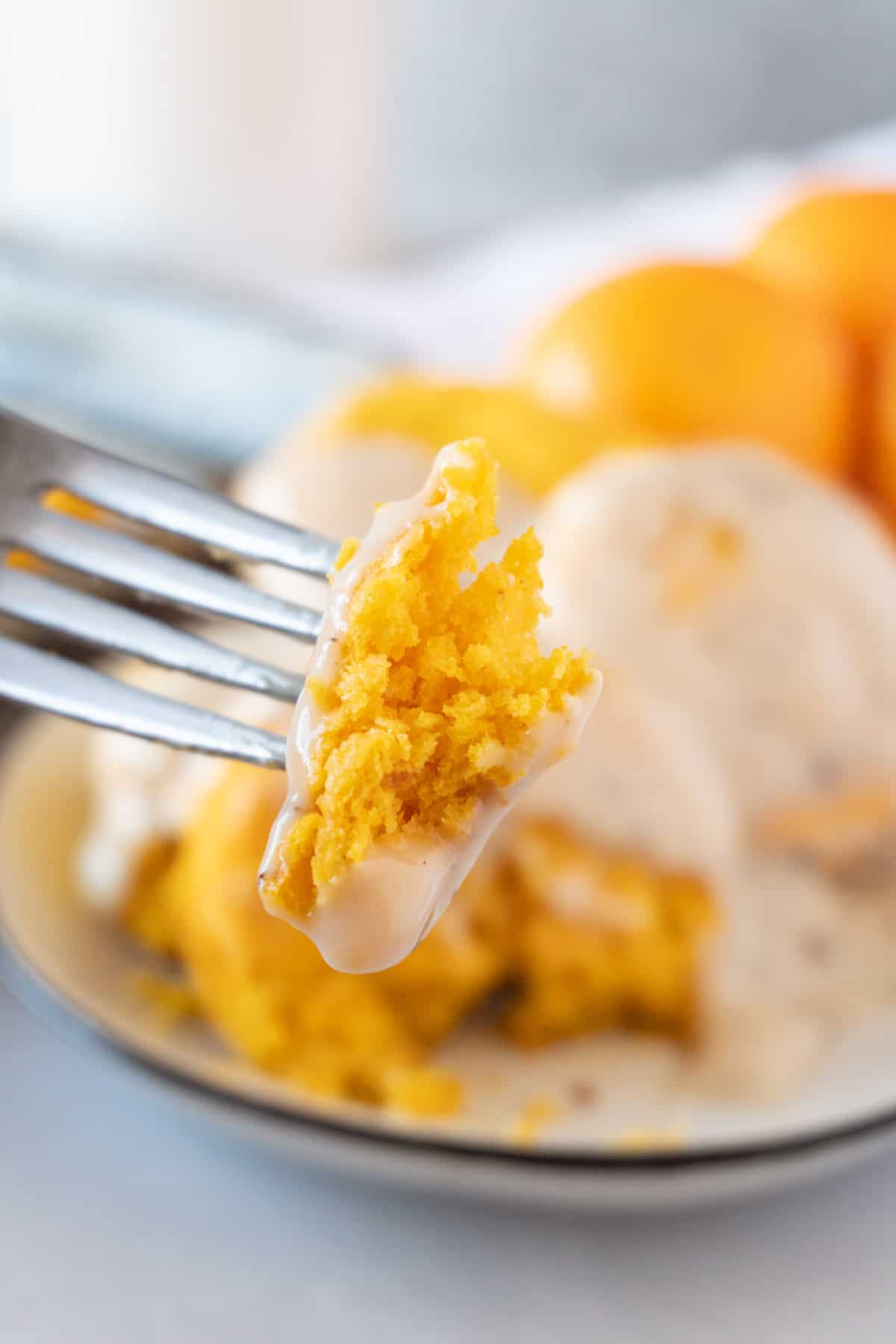 sweet potato biscuits on fork