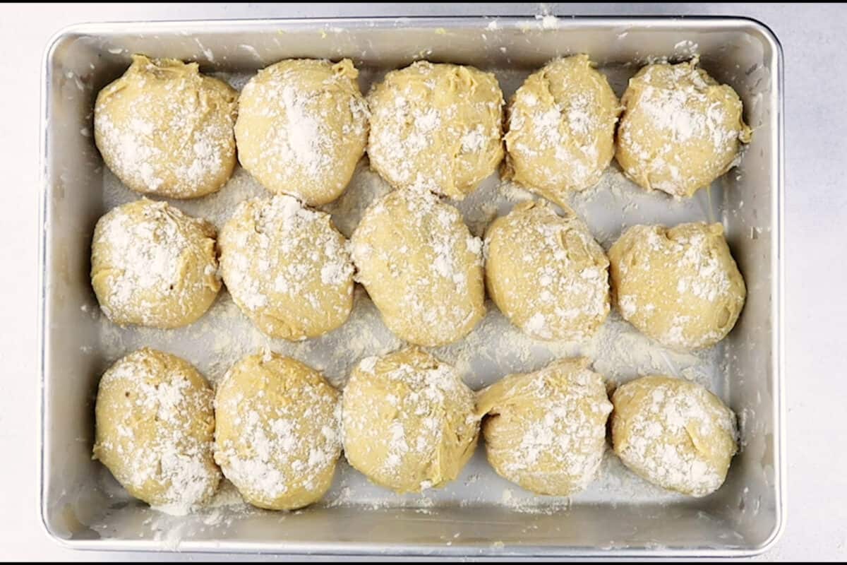 Sweet Potato Rolls in baking dish before rising