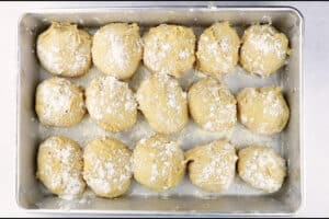 Sweet Potato Rolls in baking dish before rising