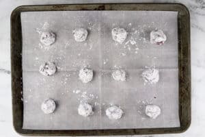 red velvet crinkle cookies before baking