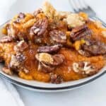 sweet potato pudding on plate featured image